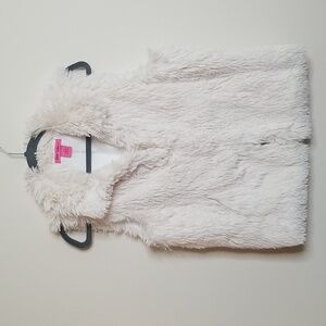 Betsey Johnson White Faux Fur Vest M